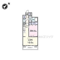 フルール近江 1LDKの間取図画像
