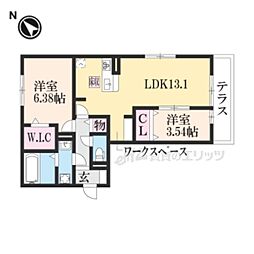 カーサ近江富士 2LDKの間取図画像