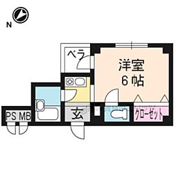 TYMコーポNo.1 1Kの間取図画像
