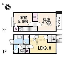 ブランシェサソウ 2LDKの間取図画像