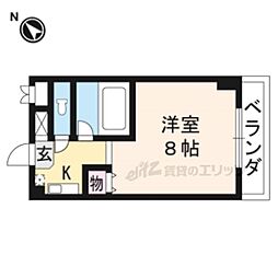 カルテットコボリA棟 1Kの間取図画像