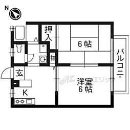 ハイツ田園 3DKの間取図画像