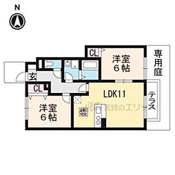 クレール紘 2LDKの間取図画像