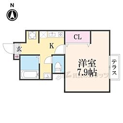 ラフィナート 1Kの間取図画像