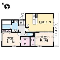 セジュールクオン 2LDKの間取図画像