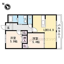グランセジール 2LDKの間取図画像