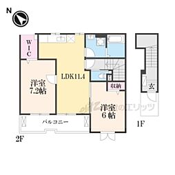 コーポ勢多七番館 2LDKの間取図画像