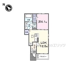 プロムナード東近江I・II 1LDKの間取図画像