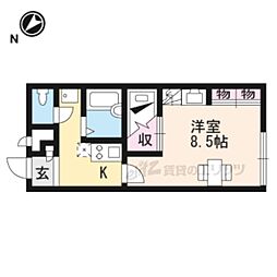レオパレスわたむき 1Kの間取図画像