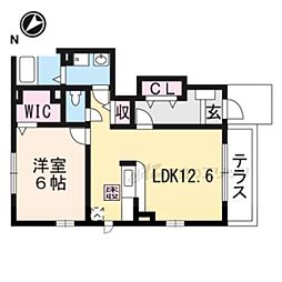 サンリット石部 1LDKの間取図画像