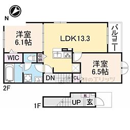 ビートルハウス野田山 2LDKの間取図画像