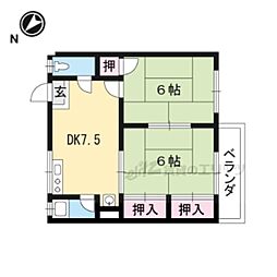 クッキィーE 2DKの間取図画像