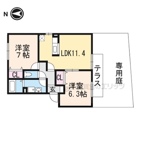 サニーコート 101｜滋賀県東近江市市子殿町(賃貸アパート2LDK・1階・55.48㎡)の写真 その2