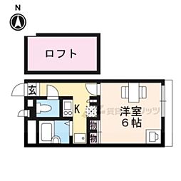 レオパレス洛西 1Kの間取図画像
