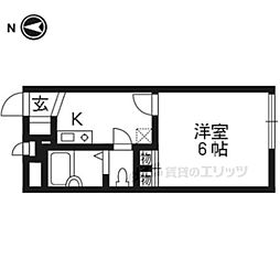 レオパレスブライトン新田辺 1Kの間取図画像