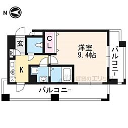 サンシティ烏丸高辻 1Kの間取図画像