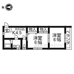真和ハイツ 2DKの間取図画像