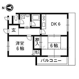 トマーテ西京極1 2DKの間取図画像