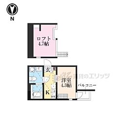 パークテラス丹波口 1Kの間取図画像