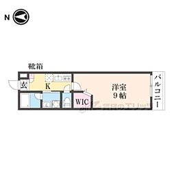 KIZUNARESIDENCE伊勢田駅前 1Kの間取図画像