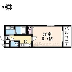 グランディール四条大宮 1Kの間取図画像