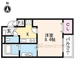 ラフィーネ葛野 1Kの間取図画像