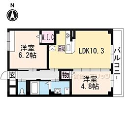 エルヴィータ大山崎 2LDKの間取図画像