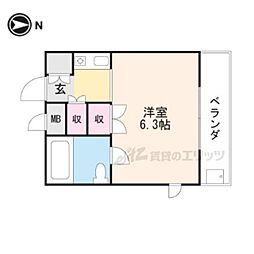 みささぎプチハイツ 1Kの間取図画像