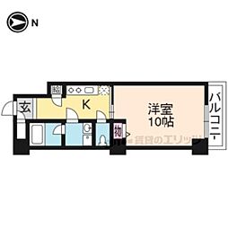 モンヴェール烏丸御池 1Kの間取図画像
