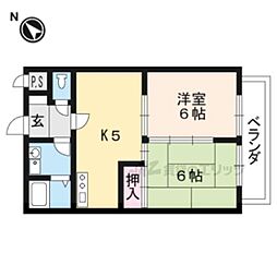 ガーデンハイツ広野 2DKの間取図画像