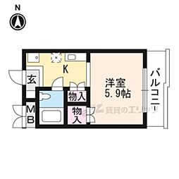 サンガーデン・山科 1Kの間取図画像