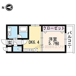 ウエスト・ドゥ・ソレイユ 1DKの間取図画像