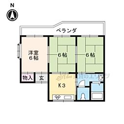 京都地下鉄東西線 小野駅 徒歩9分の賃貸マンション 1階3DKの間取り