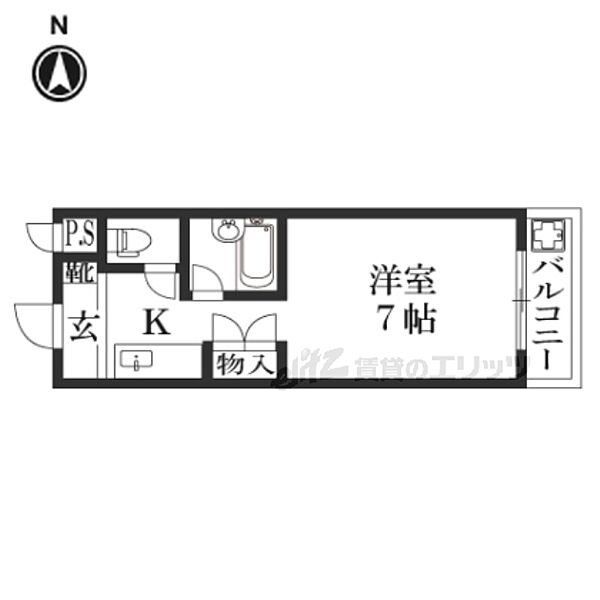 ノアーズアーク桃山 207｜京都府京都市伏見区桃山町金井戸島(賃貸マンション1K・2階・19.00㎡)の写真 その2