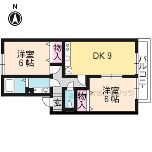 京都府京都市伏見区桃山町日向(賃貸アパート2LDK・1階・50.42㎡)の写真 その2