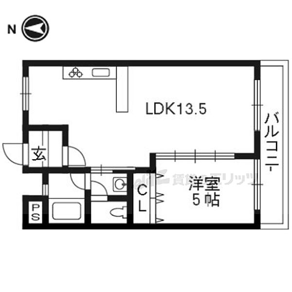 日野ハイツ 303｜京都府長岡京市友岡1丁目(賃貸マンション1LDK・3階・39.96㎡)の写真 その2