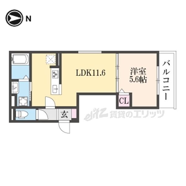 京都府向日市上植野町桑原(賃貸アパート1LDK・2階・38.58㎡)の写真 その2