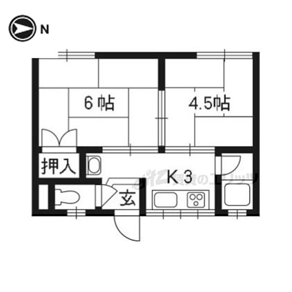 コーポ美樹 203｜京都府城陽市寺田水度坂(賃貸アパート2K・2階・24.00㎡)の写真 その2