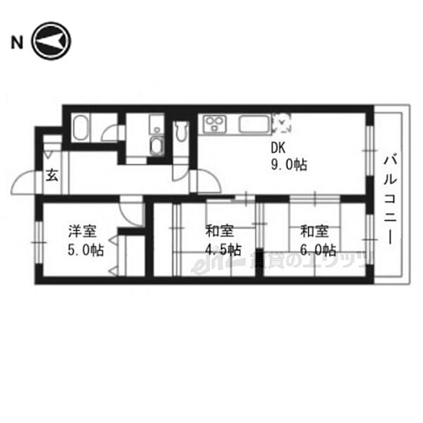 ベルベデール向日町 505｜京都府京都市南区久世中久世町2丁目(賃貸マンション3DK・5階・60.42㎡)の写真 その2