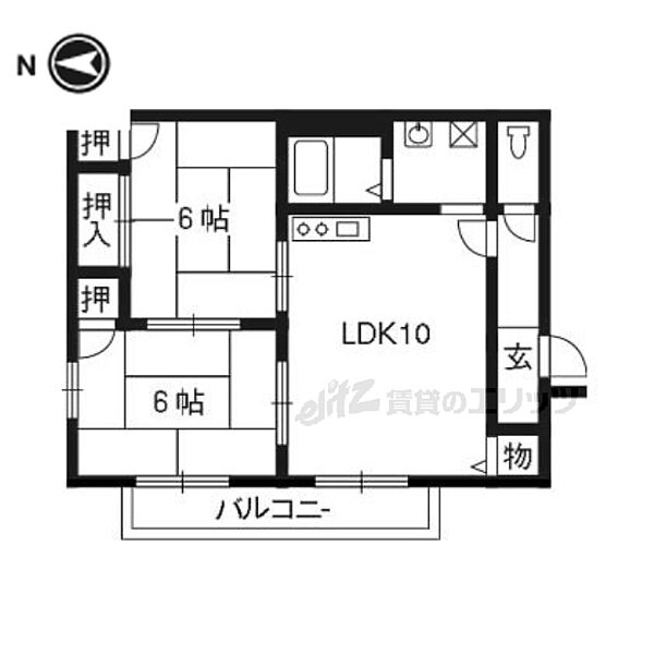 京都府京都市山科区大宅中小路町(賃貸アパート2LDK・2階・48.00㎡)の写真 その2