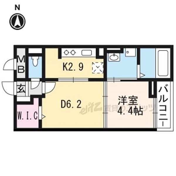 レジデンス松井山手 201｜京都府京田辺市薪畠(賃貸マンション1DK・2階・34.91㎡)の写真 その2