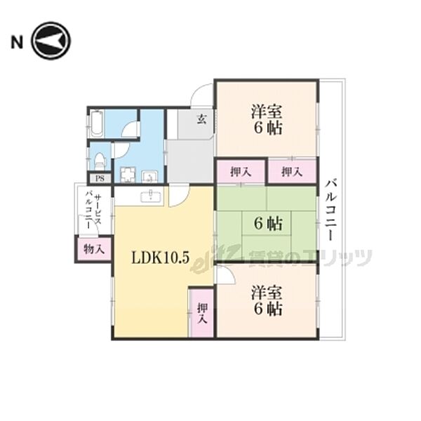 京都府京都市伏見区醍醐上ノ山町(賃貸マンション3LDK・4階・63.99㎡)の写真 その2