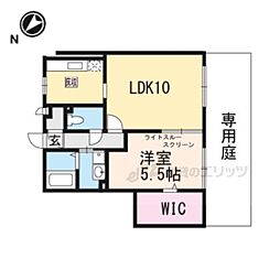 JR片町線(学研都市線) 木津駅 3.3kmの賃貸アパート 1階1LDKの間取り