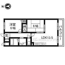レヴェンテ東向日 2LDKの間取図画像