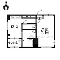 ビッグバーンズ両替町 1DKの間取図画像