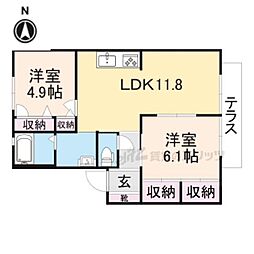 キタフレンズ 2LDKの間取図画像