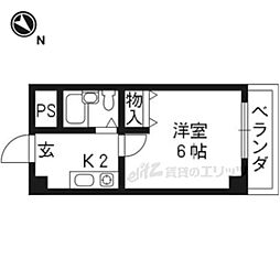 ベルメゾン2番館 1Kの間取図画像