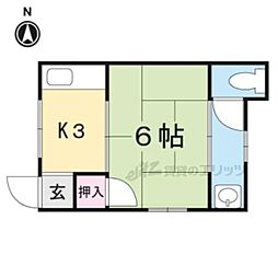 茨木アパート 1DKの間取図画像