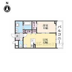 城陽市寺田中大小アパート 1LDKの間取図画像