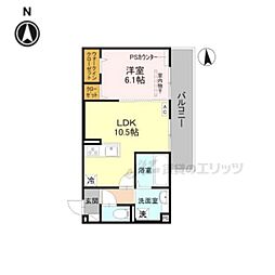 GRAMM竹田B棟 1LDKの間取図画像